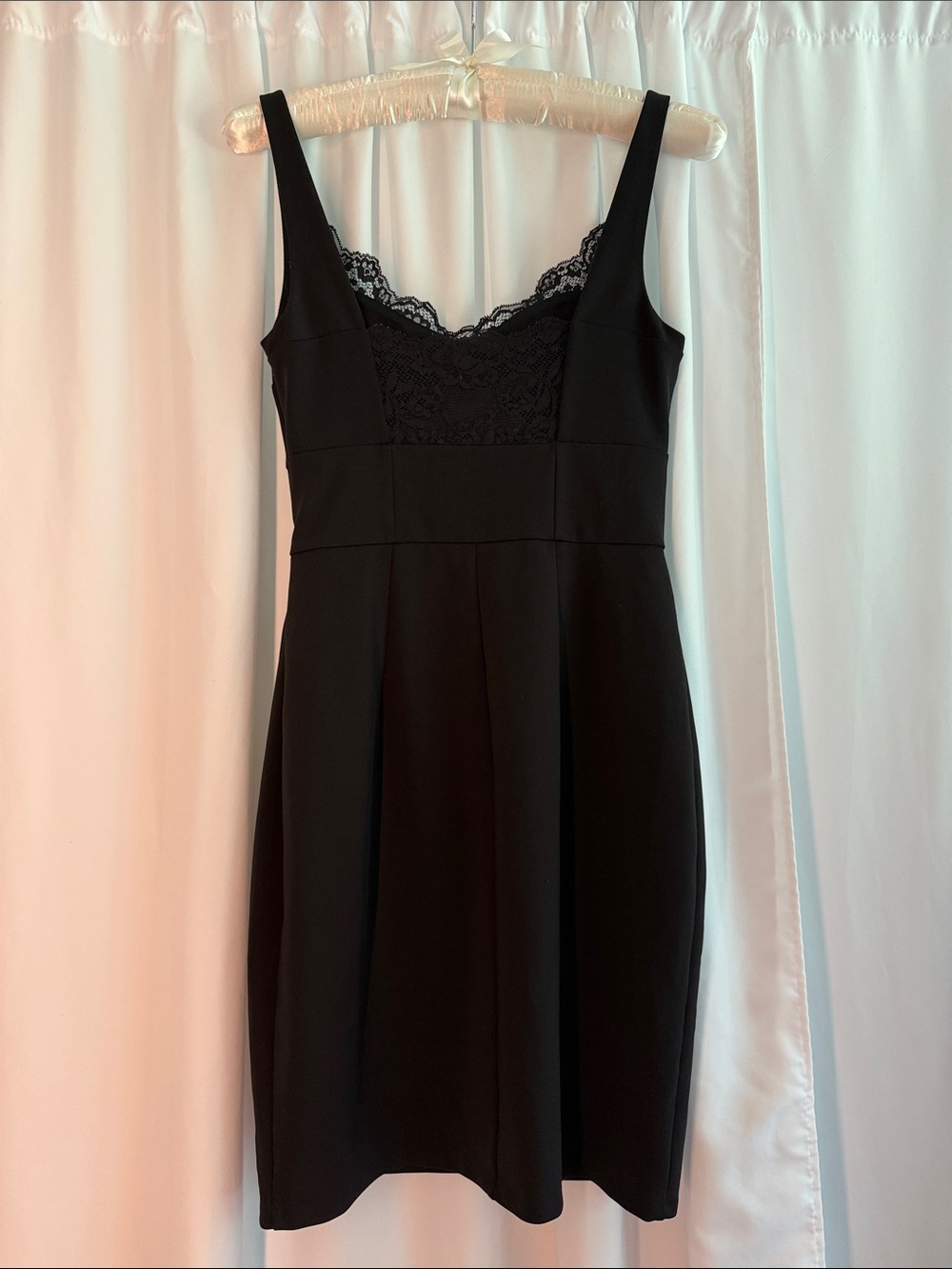 Express Black Lace-Trim Mini Dress - Picture 5 of 8